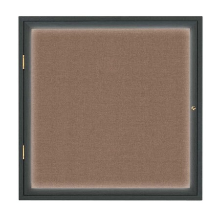 United Visual Products Single Door Slim Enclosed Radius EZ Tack Board, 48"x36", White/Blue UVRDS48EZ-BLUE-WHITE